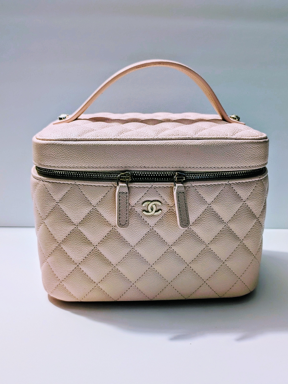 Chanel Quilted Vanity Case Bag in Light Pink